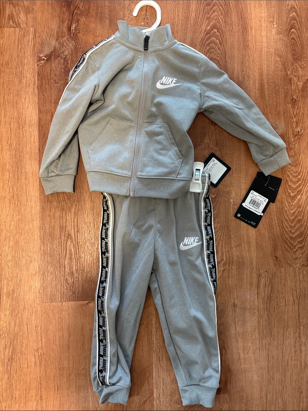 NWT Nike 18M Dark Gray Heather 2 Piece Tracksuit with Side Nike Logo